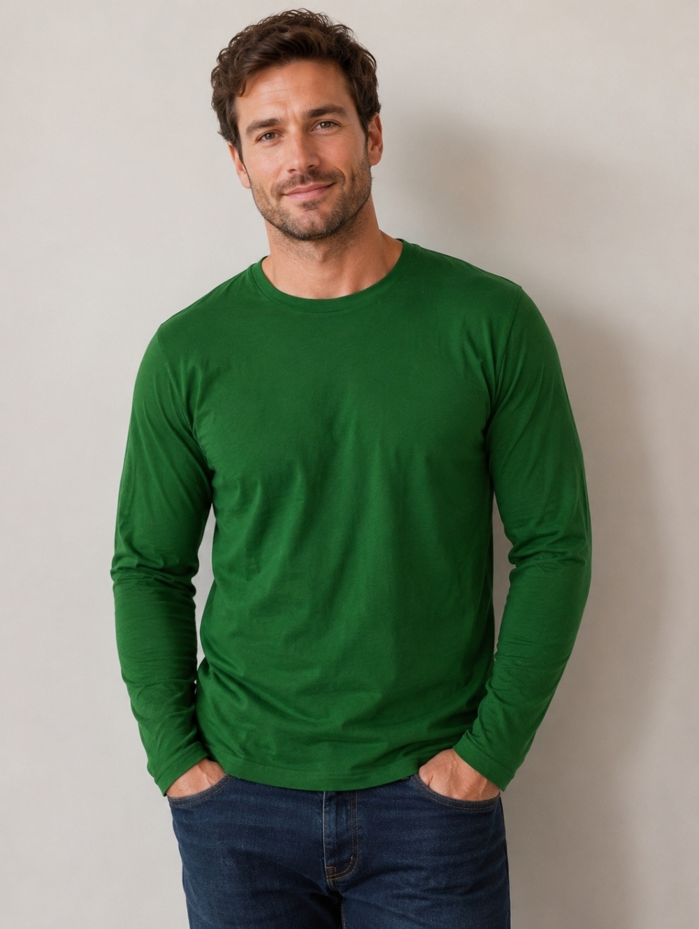 2/$35 NWT Esprit Green Long Sleeve Tee Men's Size L Soft Stretch Cotton Chic Top